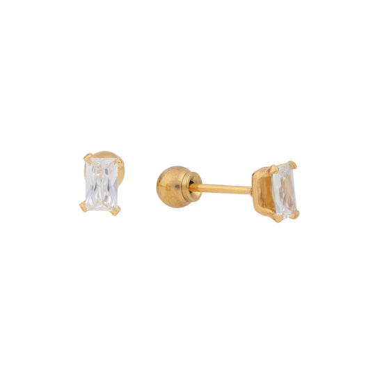 Crystal Bar - CZ Prong Set rectangle bar