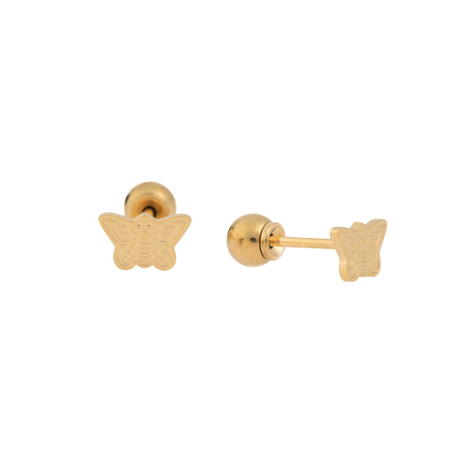 Papillon – Gold Plated Stainless Steel Butterfly Stud with Engraved Design
