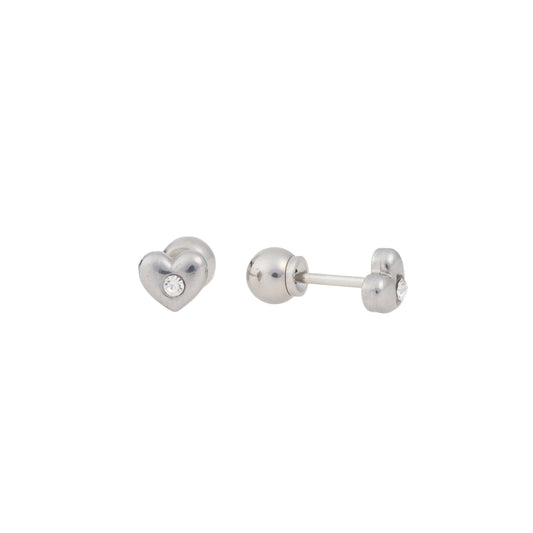 "Sweetheart Spark" – Stainless Steel Heart & CZ Stud