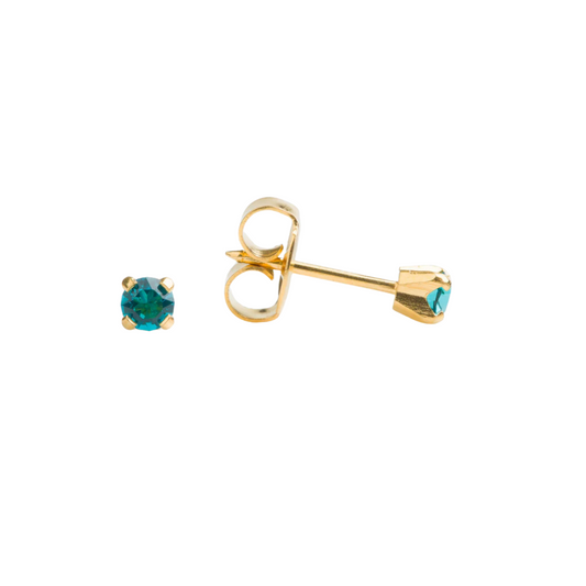 Yellow Gold Prong Set 3mm December Blue Zircon
