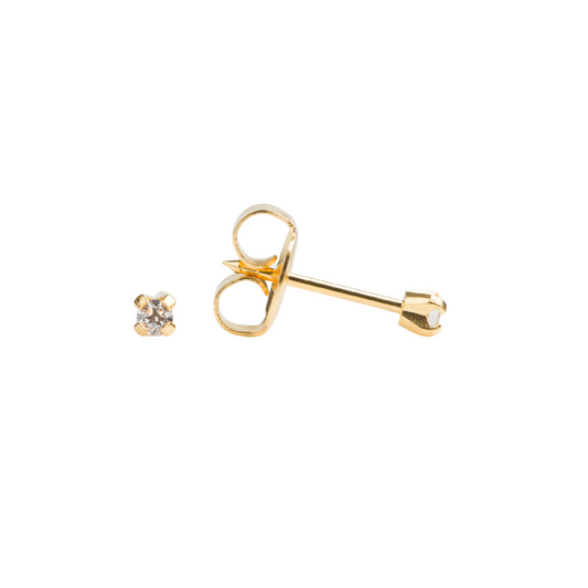 Yellow Gold Prong Set 2mm Cubic Zirconia