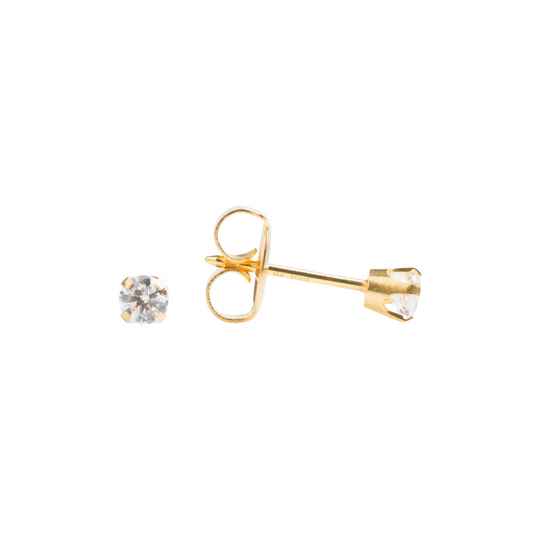 Yellow Gold Prong Set 3mm Cubic Zirconia