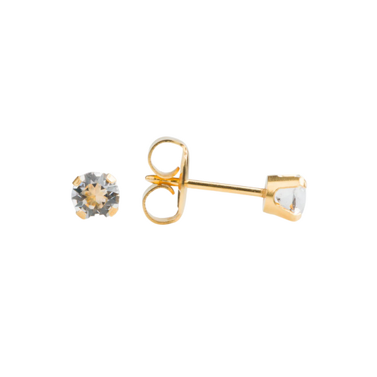 Yellow Gold Prong Set 4mm Cubic Zirconia