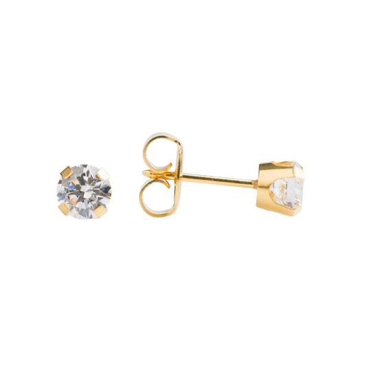 Yellow Gold Prong Set 5mm Cubic Zirconia