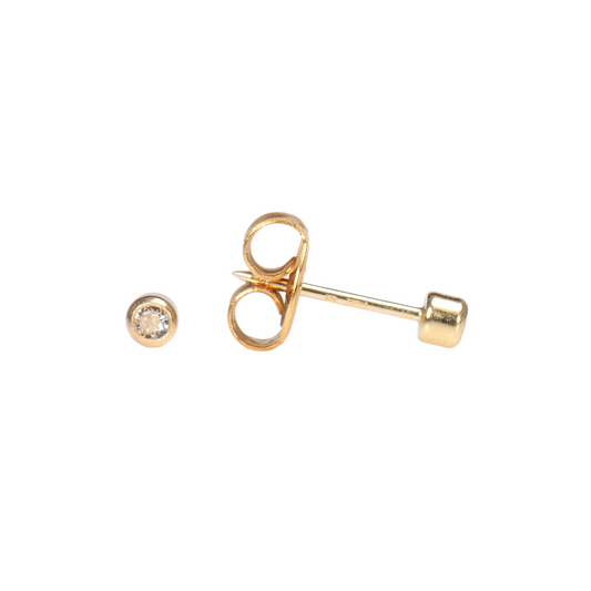 Yellow Gold Bezel Set 2mm Cubic Zirconia