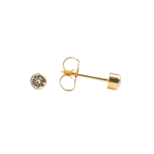 Yellow Gold Bezel Set 3mm Cubic Zirconia