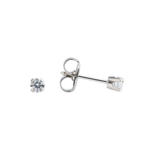 White Gold Prong Set 3mm Cubic Zirconia
