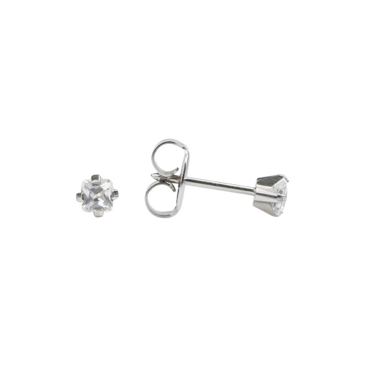 White Gold Prong Set Princess Cut Cubic Zirconia