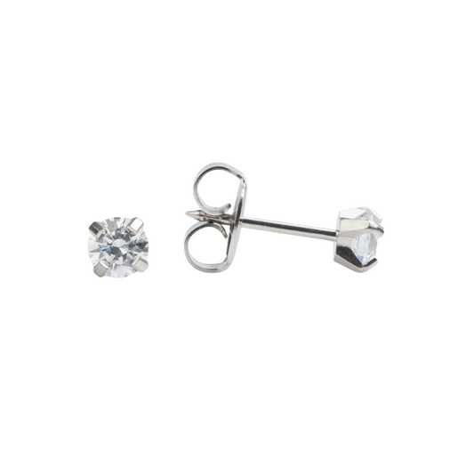 White Gold Prong Set 4mm Cubic Zirconia