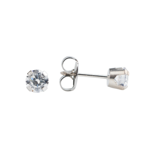 White Gold Prong Set 5mm Cubic Zirconia