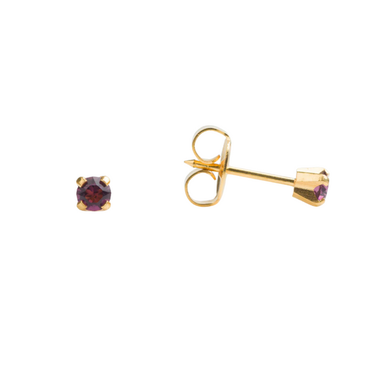 Yellow Gold Prong Set 3mm February Amethyst