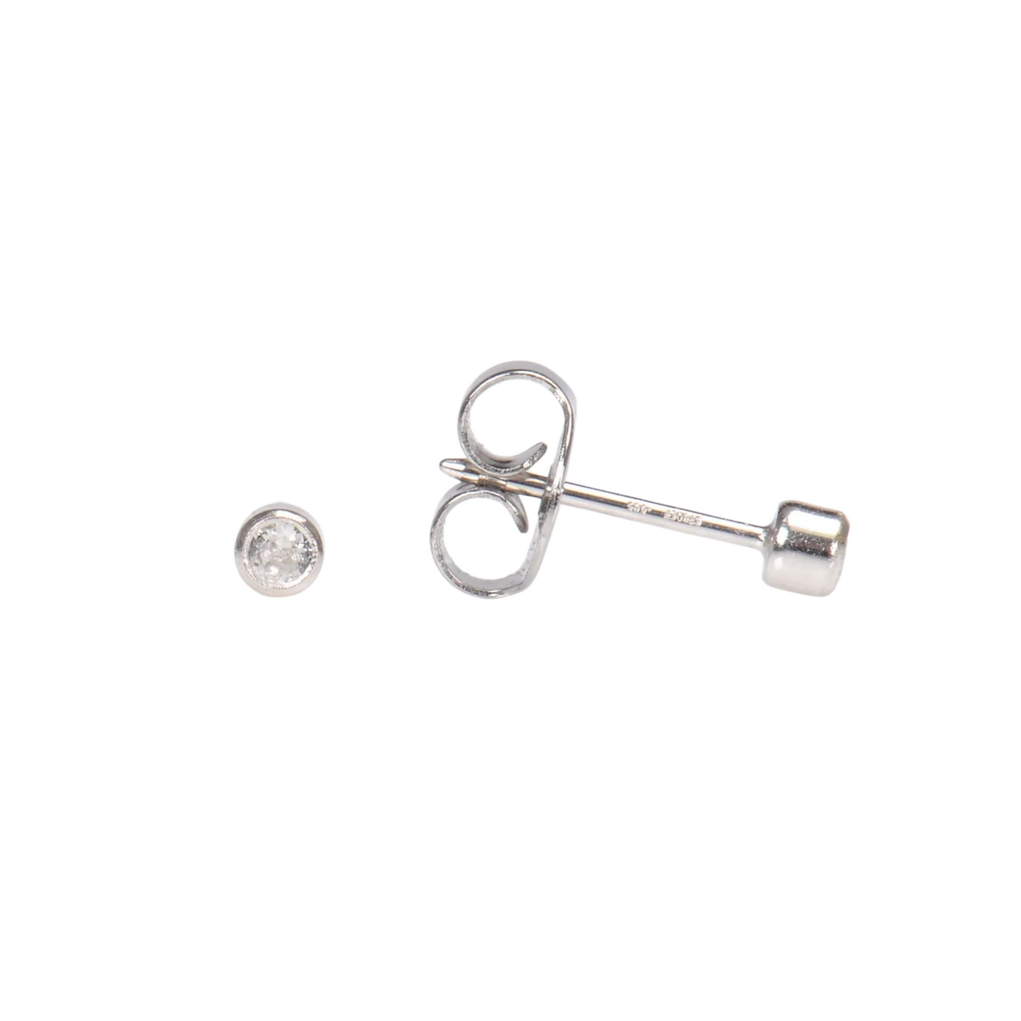 White Gold Bezel Set 3mm Cubic Zirconia