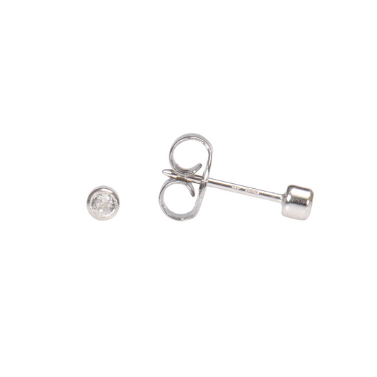 White Gold Bezel Set 3mm Cubic Zirconia