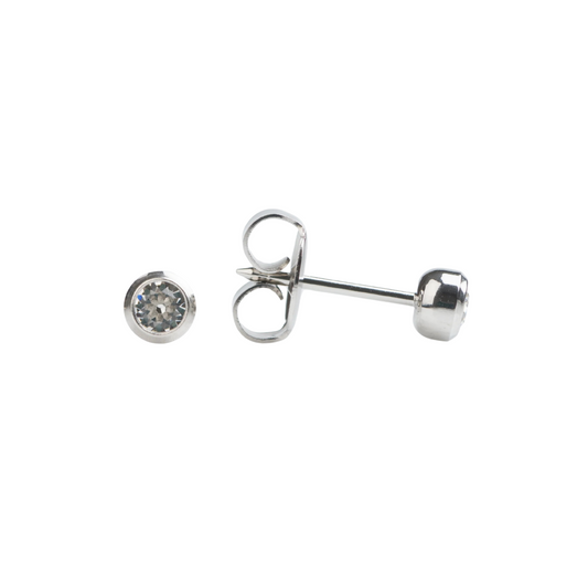 White Gold Bezel Set 3mm Cubic Zirconia