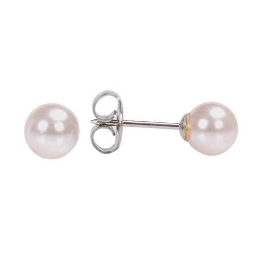 White Gold 6mm Pink Pearl