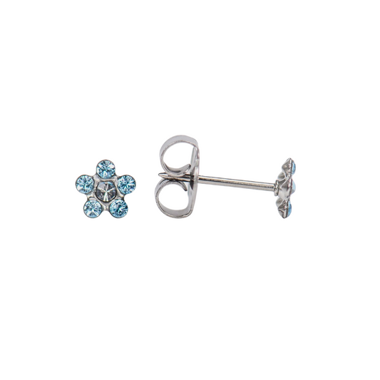 White Gold Aquamarine/Cubic Zirconia Daisy