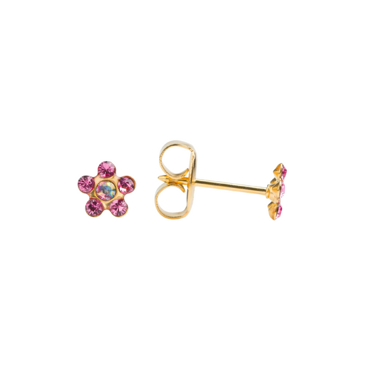 Yellow Gold October Rose/AB Crystal Daisy