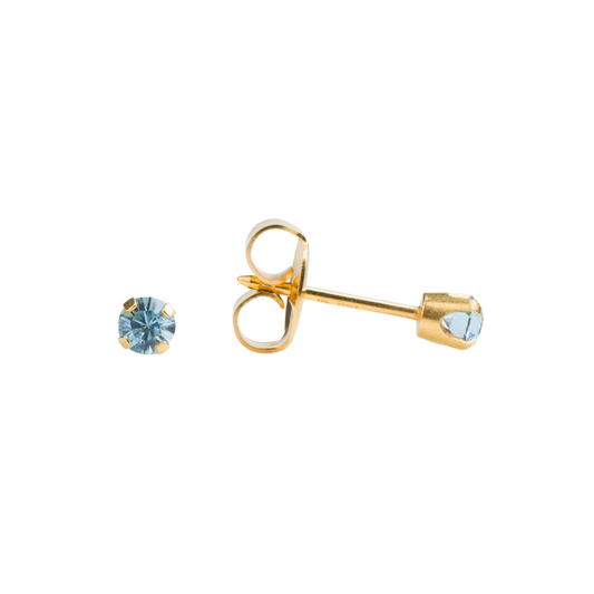 Yellow Gold Prong Set 3mm March Aquamarine