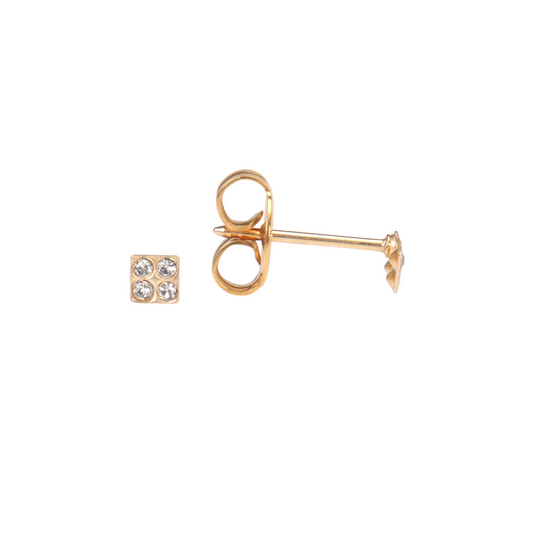 Yellow Gold Micro Mini Cubic Zirconia Square