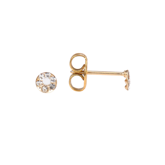 Yellow Gold Micro Mini Cubic Zirconia Circle