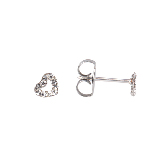 White Gold Micro Mini Cubic Zirconia Heart