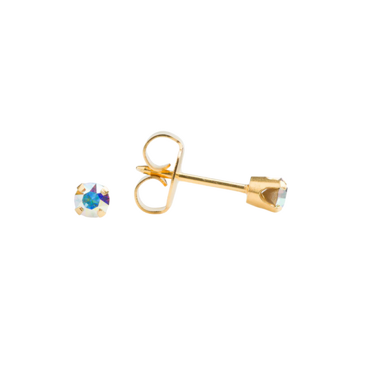 Yellow Gold Prong Set 3mm April AB Crystal