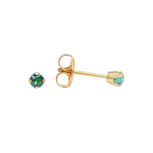Yellow Gold Prong Set 3mm May Emerald