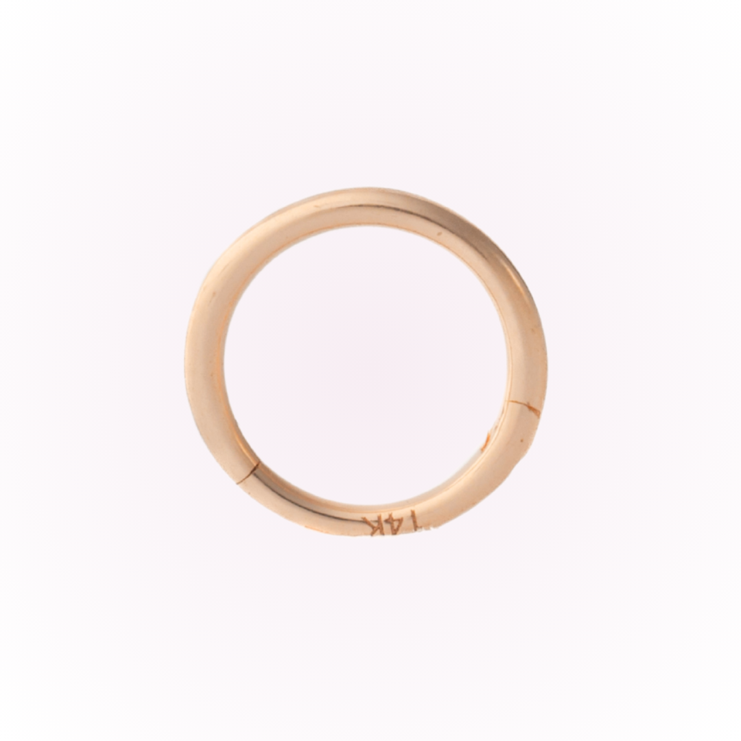 Pendientes de aro minimalistas con bisagra en oro rosa - Pendientes de aro con bisagra sin costuras