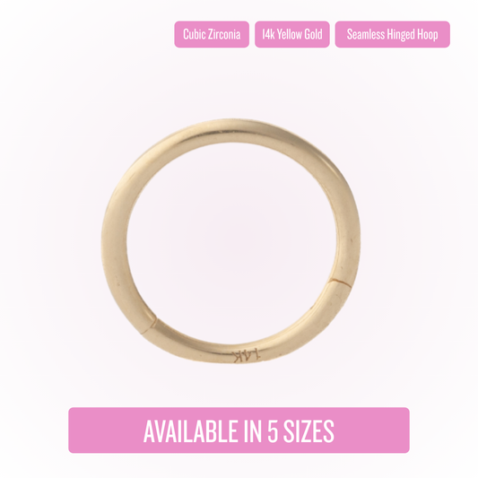 Pendientes de aro minimalistas con bisagra en oro amarillo – Pendientes de aro con bisagra sin costuras