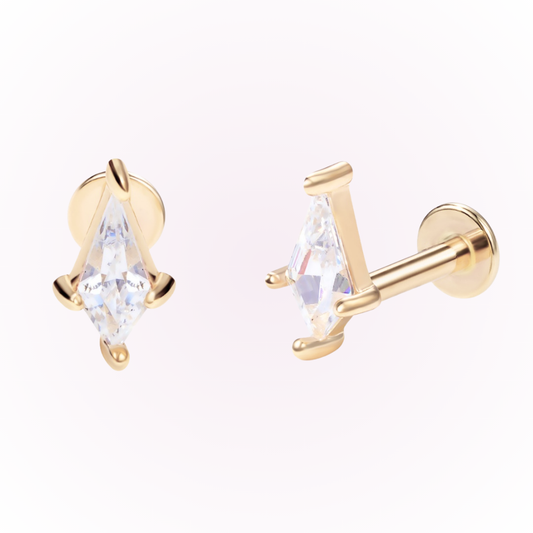 Starlight – Kite Cut Cubic Zirconia Threadless Flat Back Stud