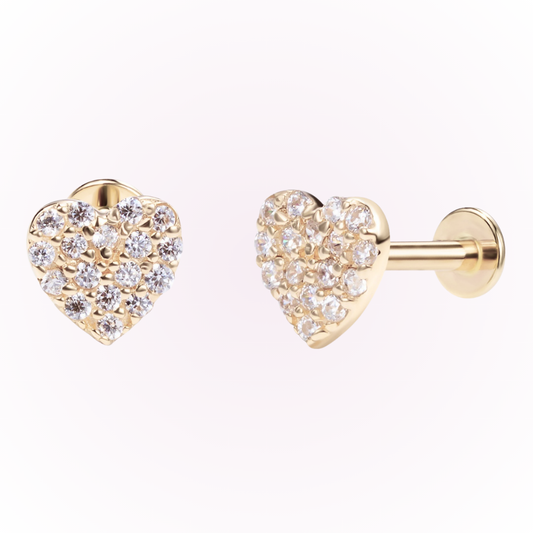 Love – Cluster Heart Cubic Zirconia Threadless Flat Back Stud