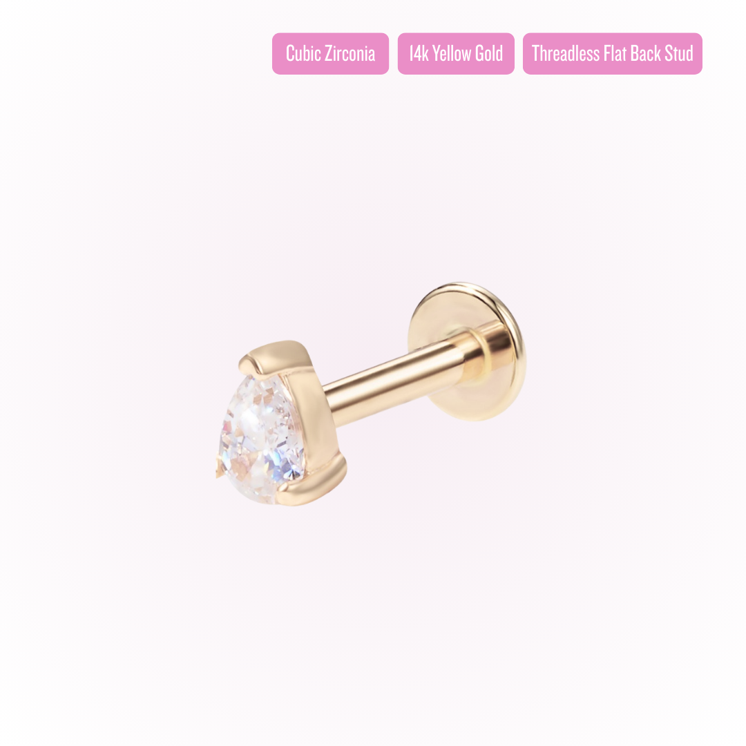 Lágrimas Opulentas - Tachuela plana sin rosca 