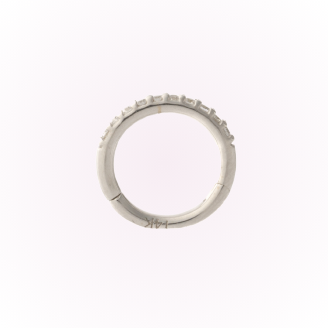 Brillo en oro blanco - Aro articulado sin costuras 