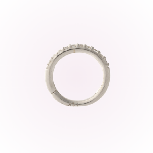 Brilliance (In White Gold) – Single Row Cubic Zirconia Seamless Hinged Hoop