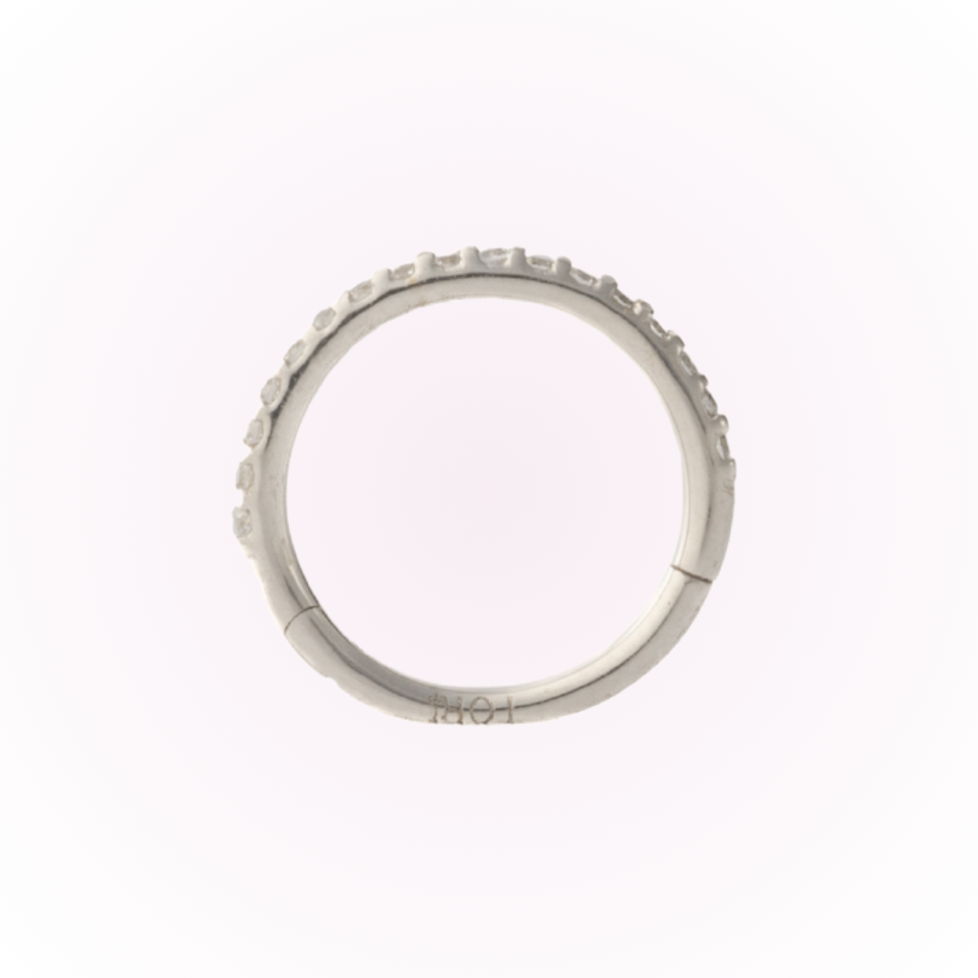 Brillo en oro blanco - Aro articulado sin costuras 