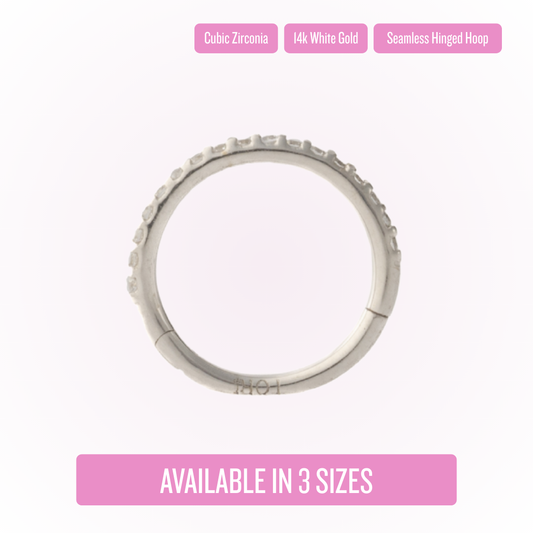 Brillo en oro blanco - Aro articulado sin costuras 