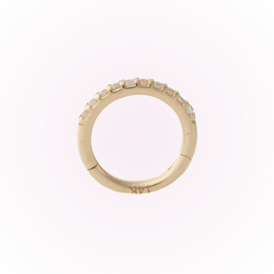 Brilliance – Single Row Cubic Zirconia Seamless Hinged Hoop