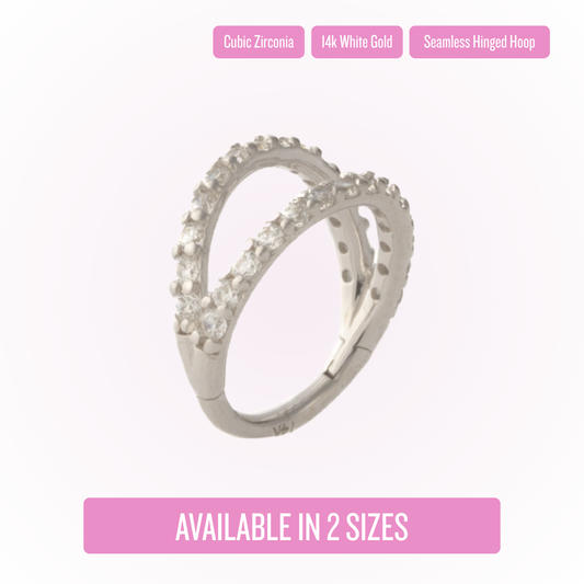 Géminis en oro blanco - Aro articulado sin costuras