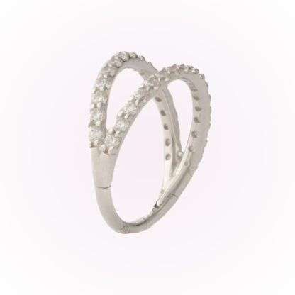 Géminis en oro blanco - Aro articulado sin costuras