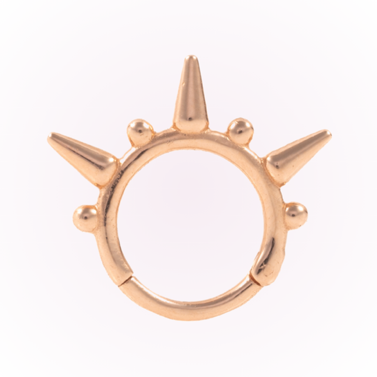 Shrike (In Rose Gold) – Tri Spiked Seamless Hinged Hoop