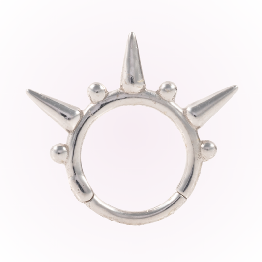 Shrike (In White Gold) – Tri Spiked Seamless Hinged Hoop