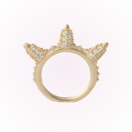 Empress – Tri Spiked Cubic Zirconia Seamless Hinged Hoop