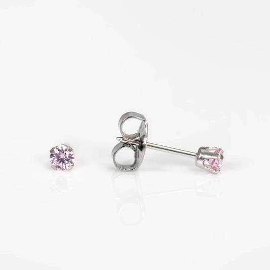 GOLD WHITE 3MM CUBIC ZIRCONIA PINK