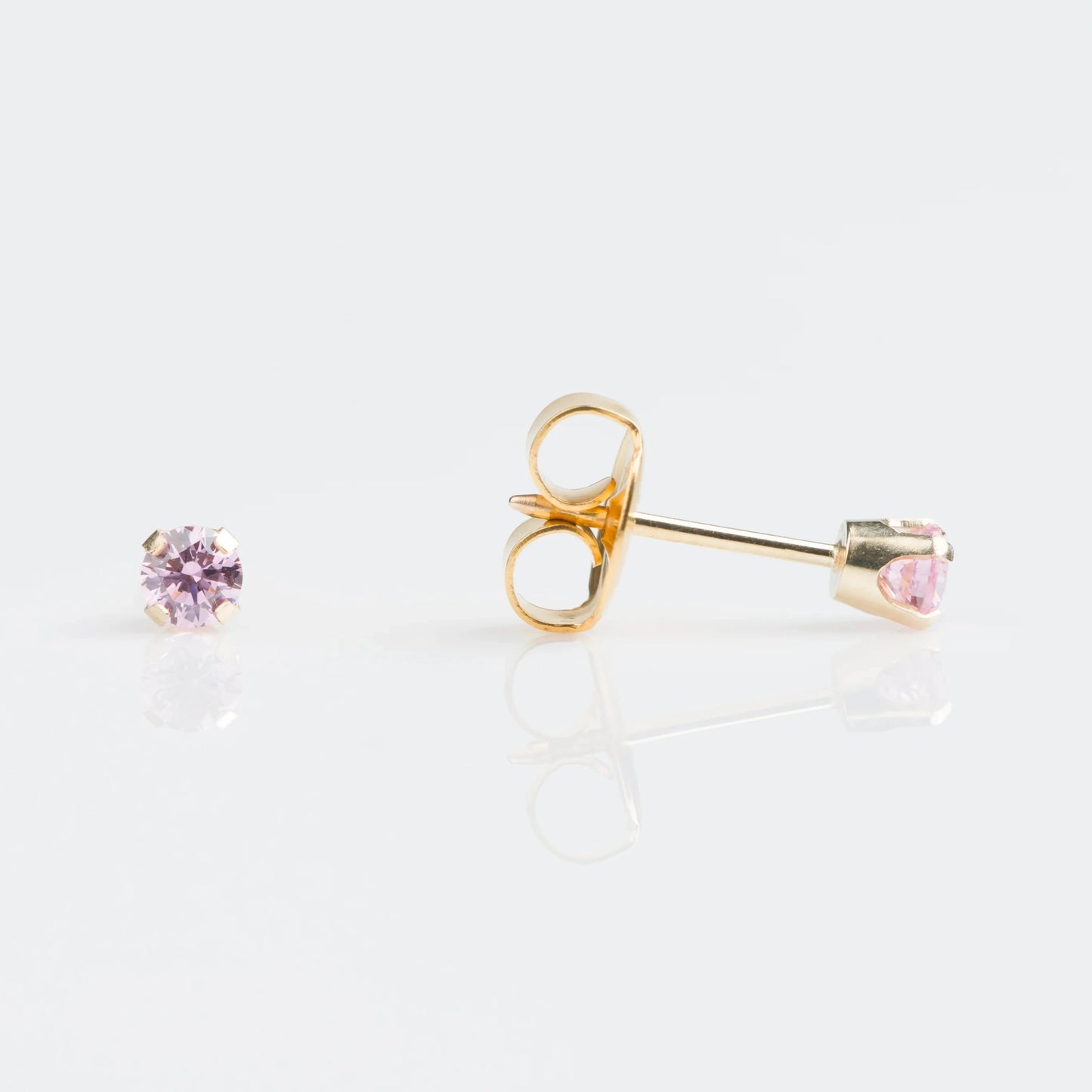 GOLD 3MM CUBIC ZIRCONIA PINK