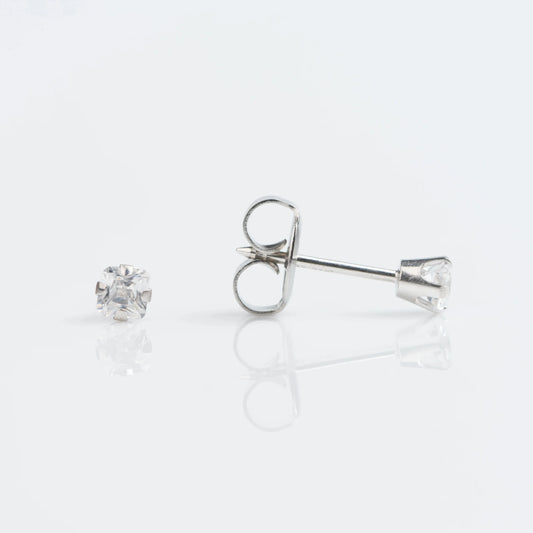 GOLD WHITE 3X3MM CUBIC ZIRCONIA PRINCESS CUT