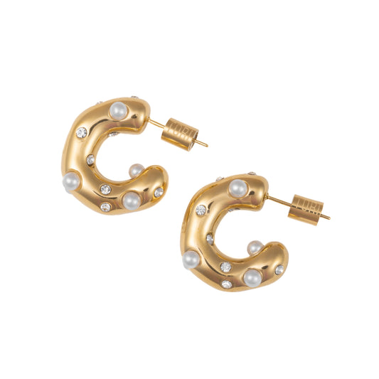 "Zara" CZ & Pearl in Gold Plated – Sold as a Pair or Individually