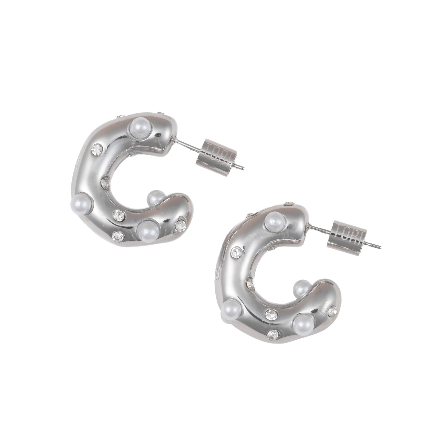 "Zara" CZ & Pearl in Stainless Steel – Sold as a Pair or Individually