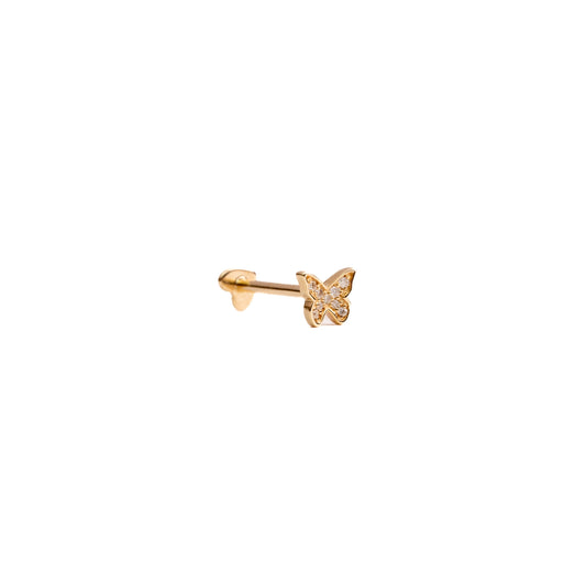 Metamorphosis in Yellow Gold - Diamond Threaded Flatback Stud