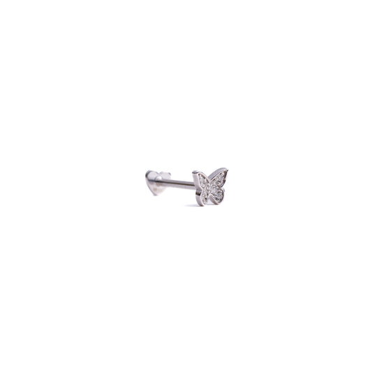 Metamorphosis in White Gold - Diamond Threaded Flatback Stud