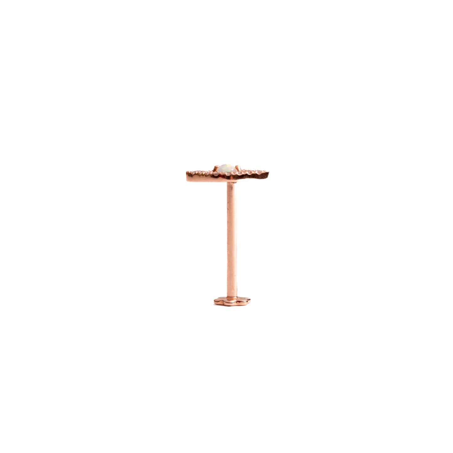 Beware in Rose Gold - Diamond Threaded Flatback Stud
